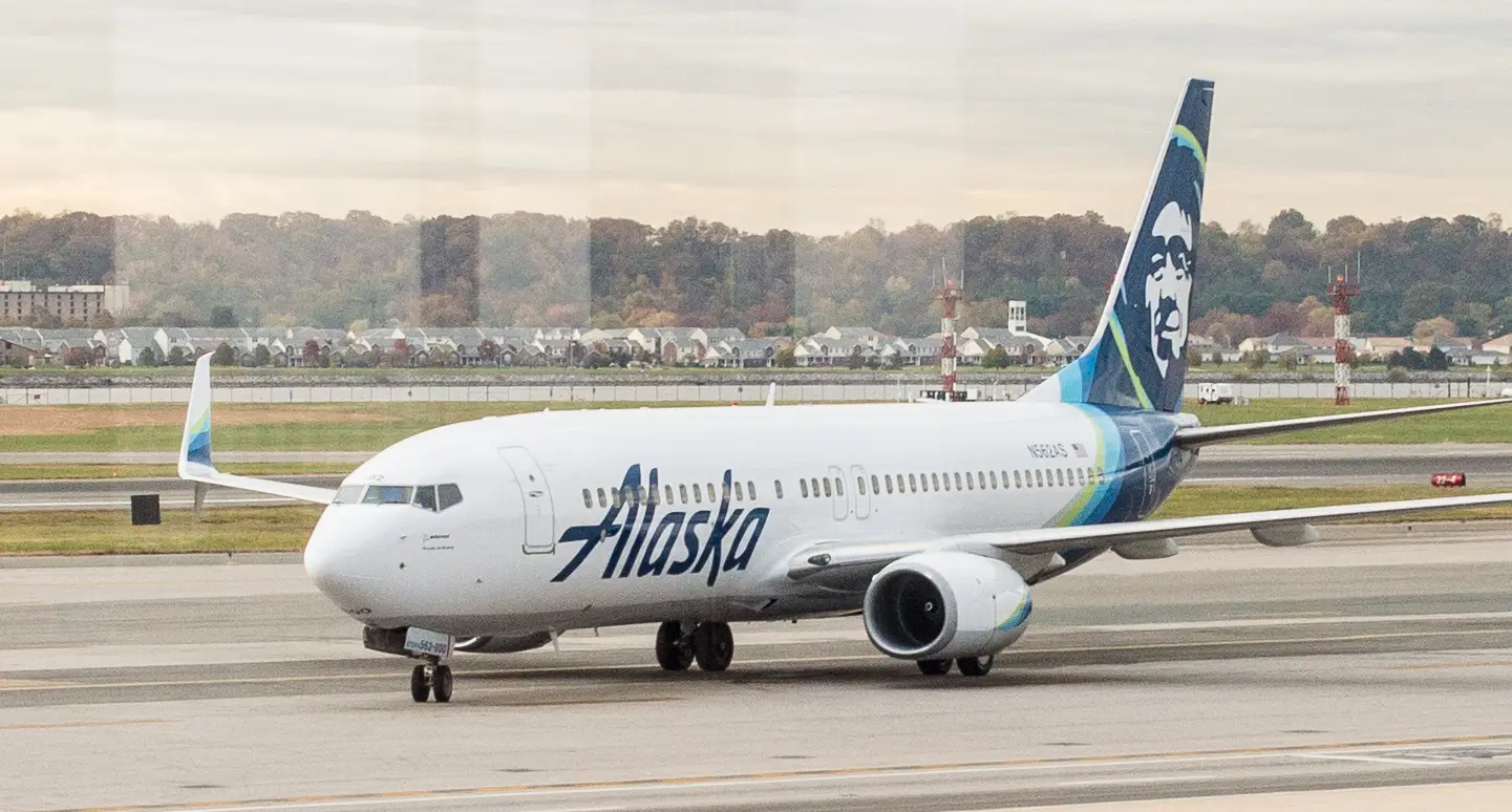 An Alaska Airlines Boeing 737 on the ground