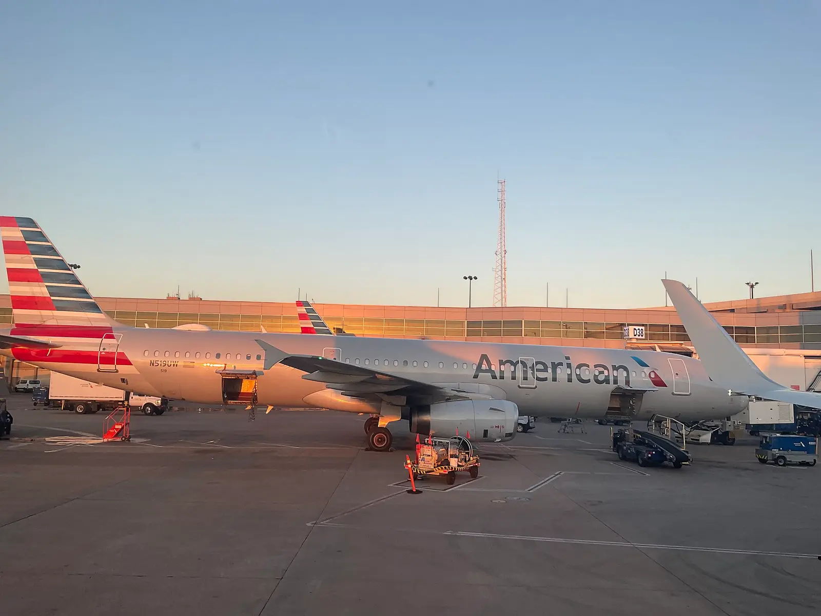 American Airlines jets parked at the gates at Dallas-Fort Worth International Airport
