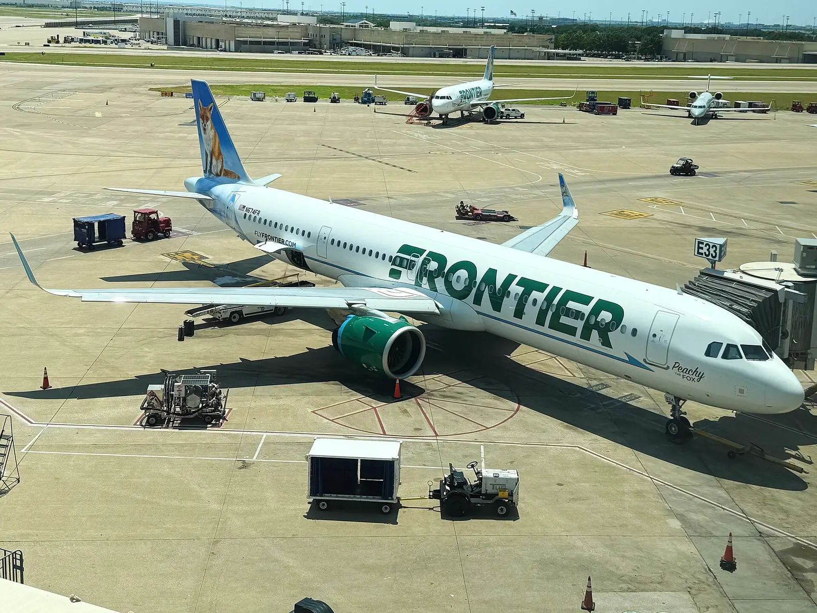 A Frontier Airlines Airbus A321neo at Dallas-Fort Worth