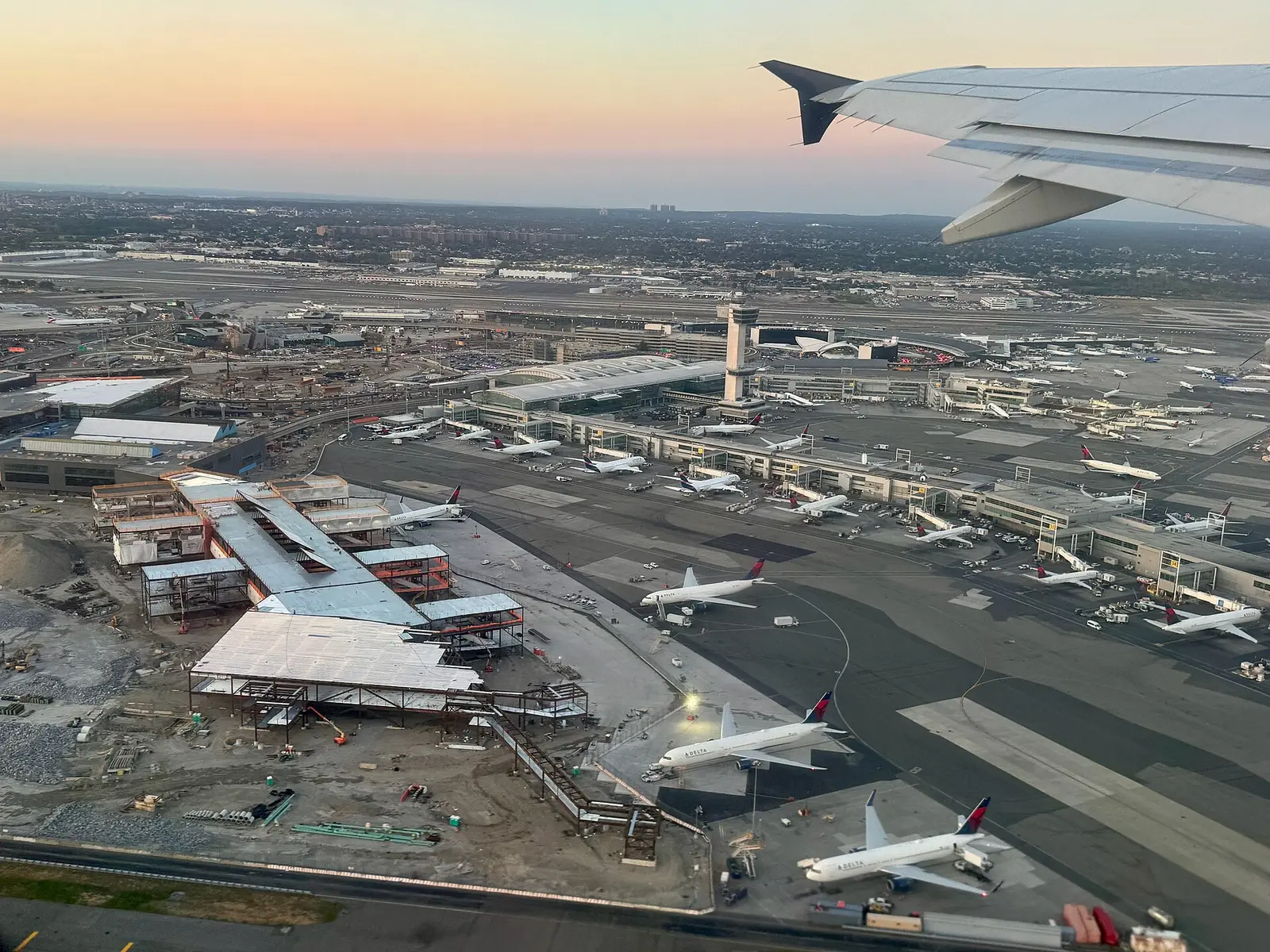 John F. Kennedy International Airport seen from a departing aircraft