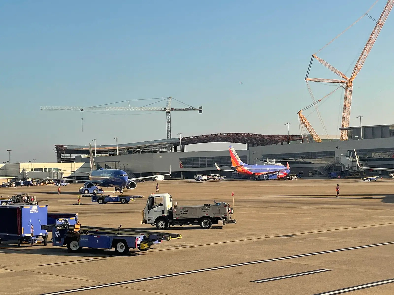 A Southwest Airlines jet on the apron at Nashville International Airport