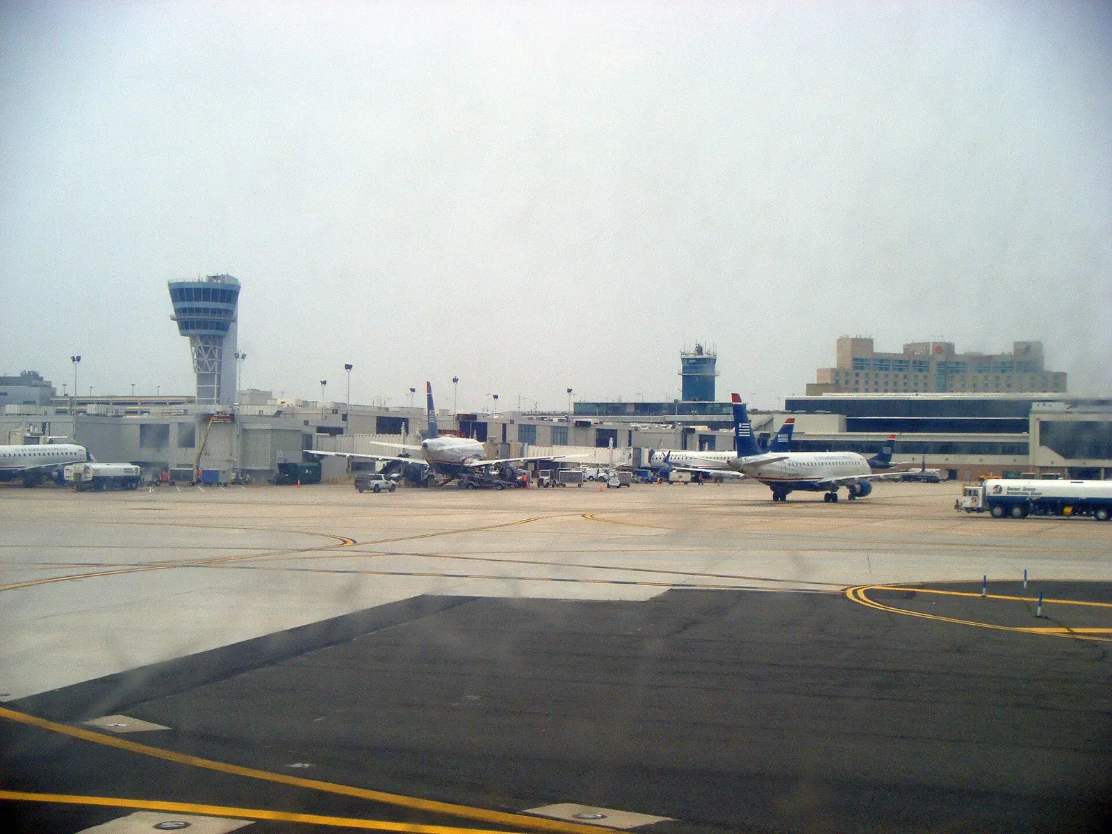 Philadelphia International Airport seen from an arriving airliner